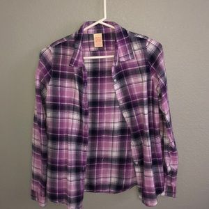 Purple White And Black Flannel Shirt